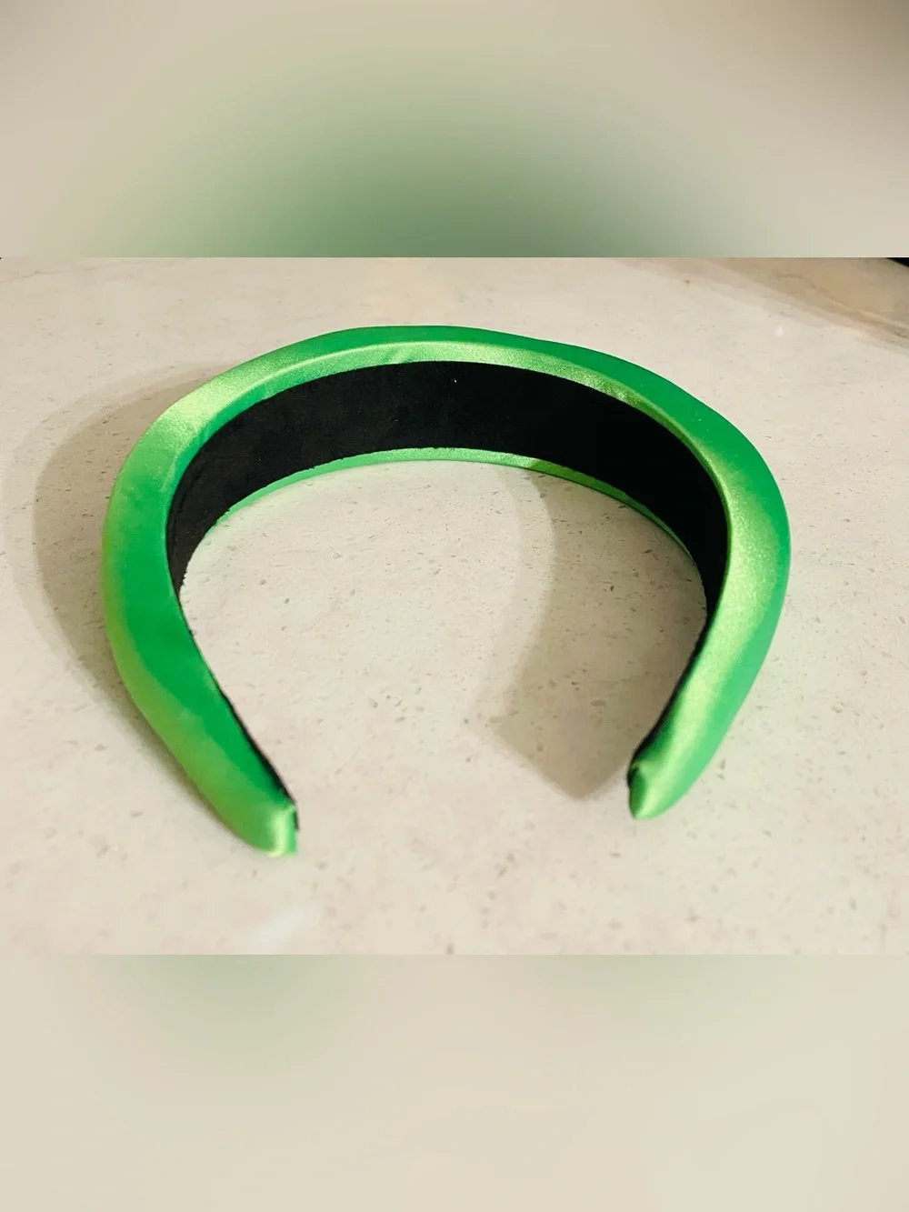 Padded Satin Headband in Neon Green